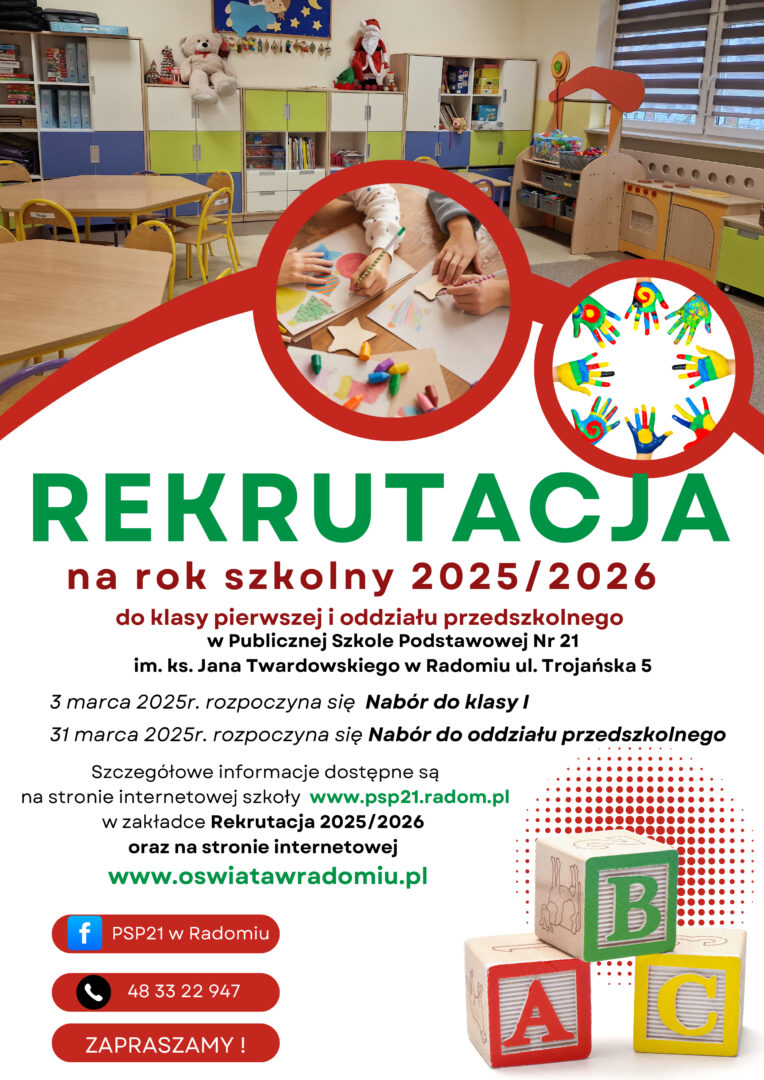 Rekrutacja do klas pierwszych i oddziału przedszkolnego na rok 2025-2026